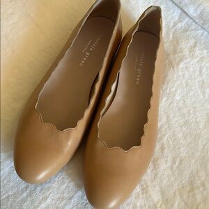 Patricia Green Tan Scalloped Flats